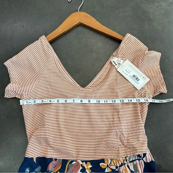 NWT Pact Organic Cotton Stripes & Floral Cross Back Mini Dress With Pockets - Picture 12 of 12